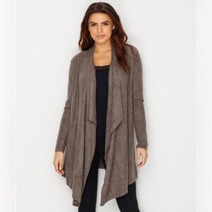 Barefoot Dreams Cozychic Lite Bamboo Knit Calypso Drape Wrap Soft Grey Cardigan